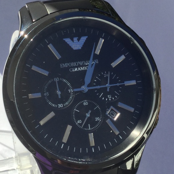Emporio Armani Black Ceramica Men’s Watch - Picture 2 of 4